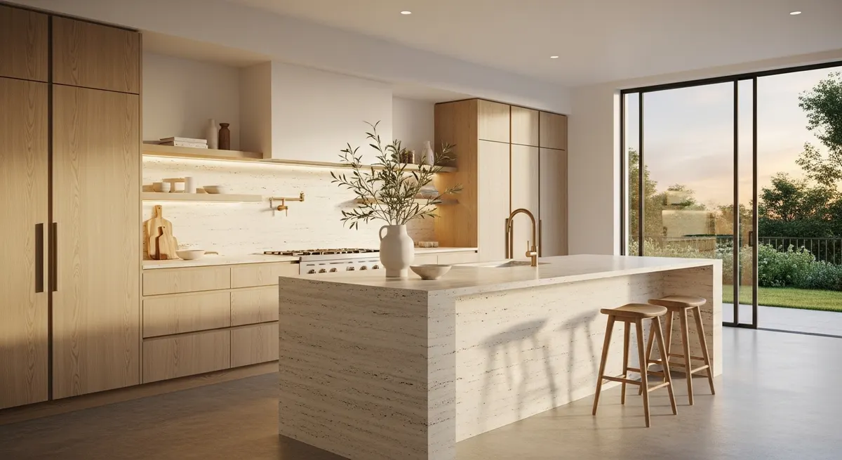 Warm Minimalist White Oak Kitchen